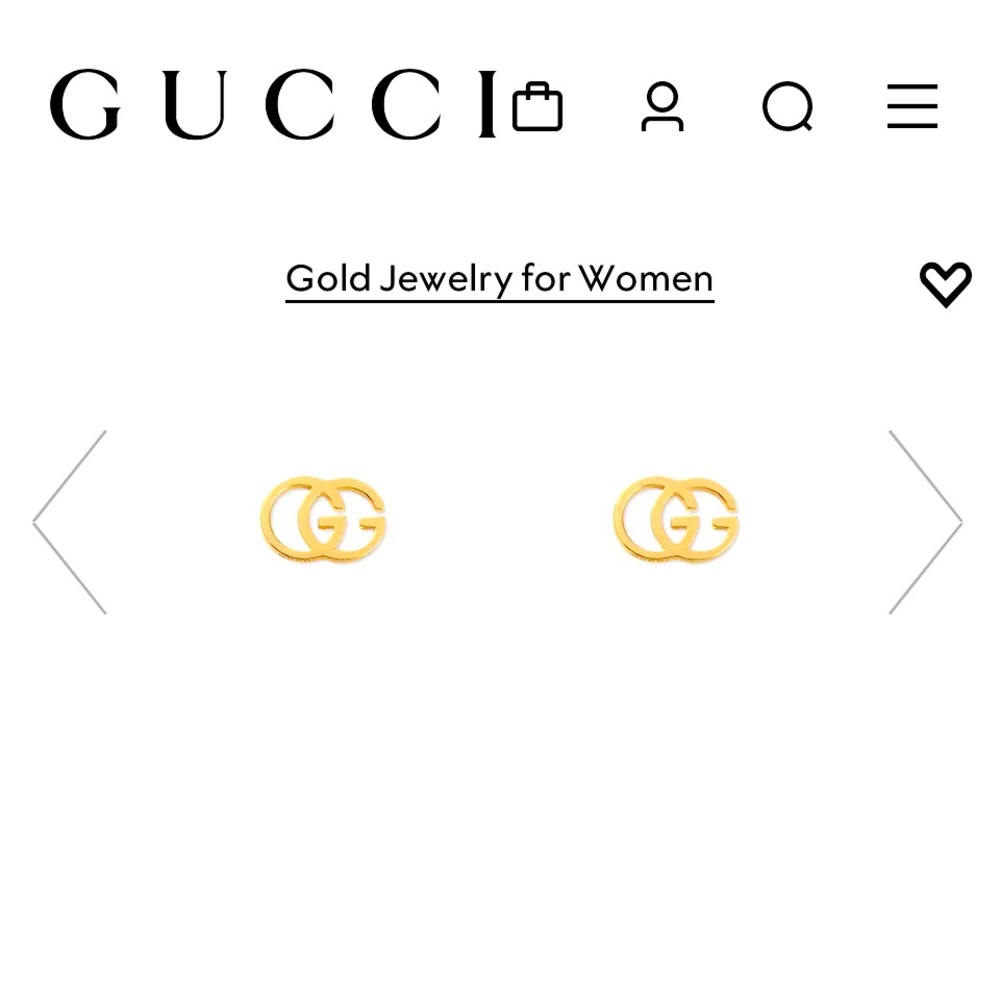 New Gucci GG trademark 18k gold earrings